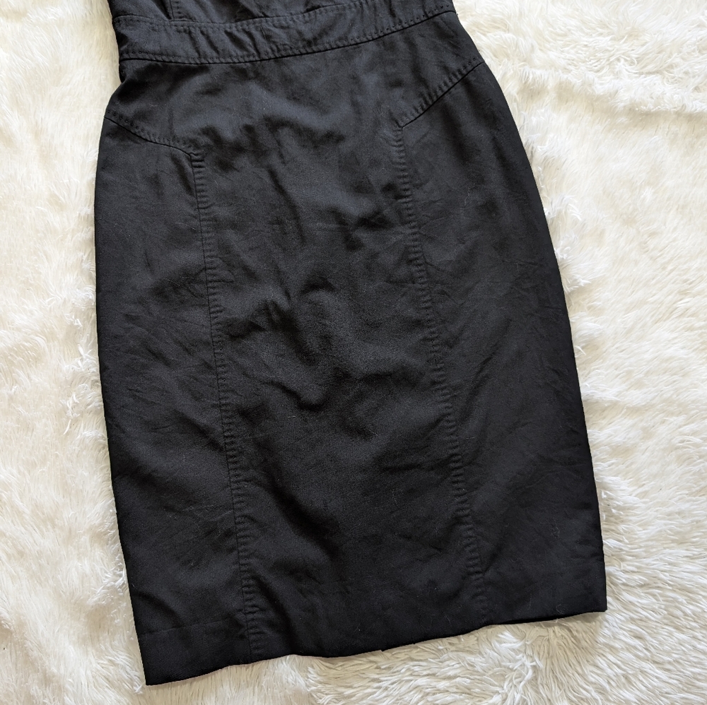 Anne Klein 98% Wool $350 Puff Sleeve Square Neck Knee Length Sheath Dress - Picture 4 of 15